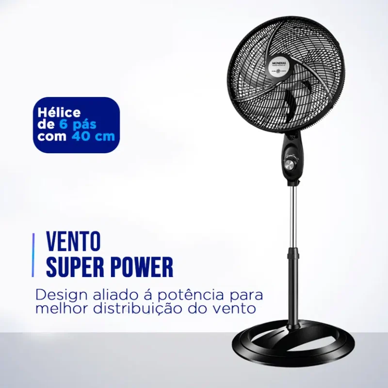 Ventilador de Coluna Mondial Super Power 40cm 6 Pás 3 Velocidades VSP-40C –  Preto - Ncell